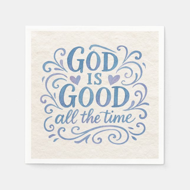 Whimsical God is Good Typography Napkin (Front)