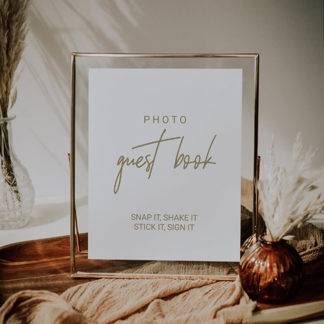 Whimsical Gold Calligraphy Photo Guest Book (Creator Uploaded)