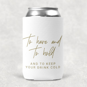 Whimsical Gold Calligraphy Wedding Favour Can Cooler
