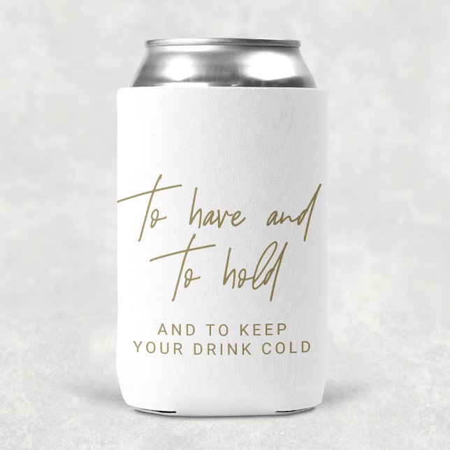 Whimsical Gold Calligraphy Wedding Favour Can Cooler (Creator Uploaded)