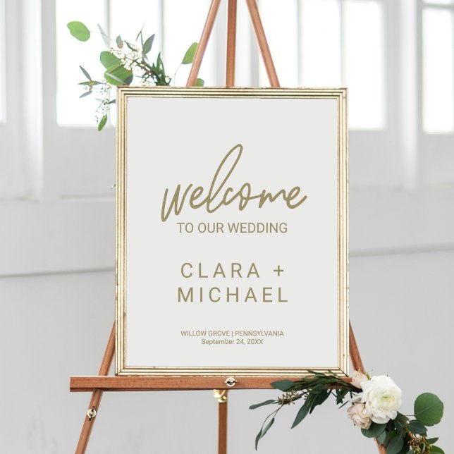Whimsical Gold Calligraphy Welcome Wedding Poster (Creator Uploaded)