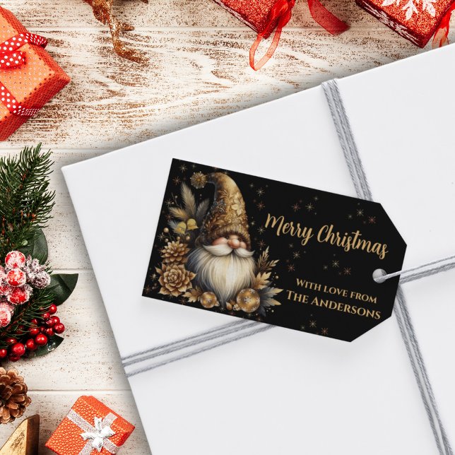 Whimsical Gold Christmas Gnome Gift Tags (Creator Uploaded)