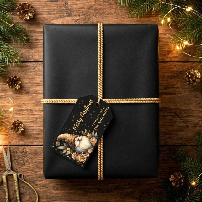 Whimsical Gold Christmas Gnome Gift Tags (Creator Uploaded)