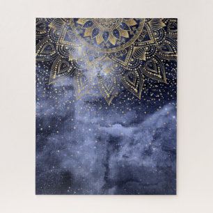 whimsical gold mandala confetti design jigsaw puzzle