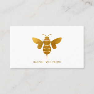 Whimsical Gold Metallic Bee Personalized Business Card