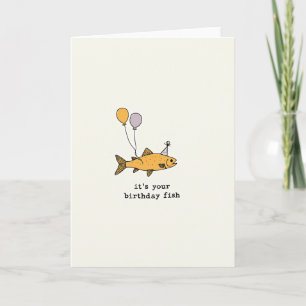Whimsical Golden Fish Birthday Card