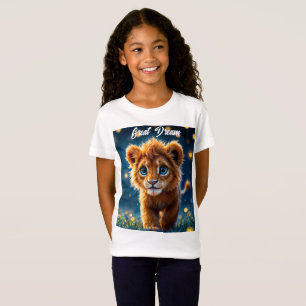 Whimsical golden lion cub in dreamlike scene T-Shirt