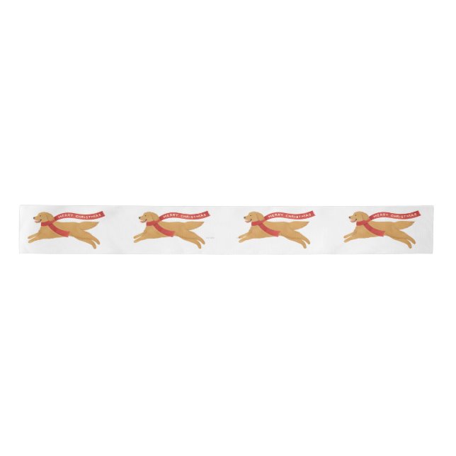 Whimsical Golden Retriever Christmas  Satin Ribbon (Front)