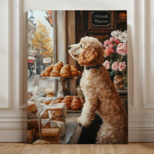 Whimsical Goldendoodle Art - French Bakery Canvas Print