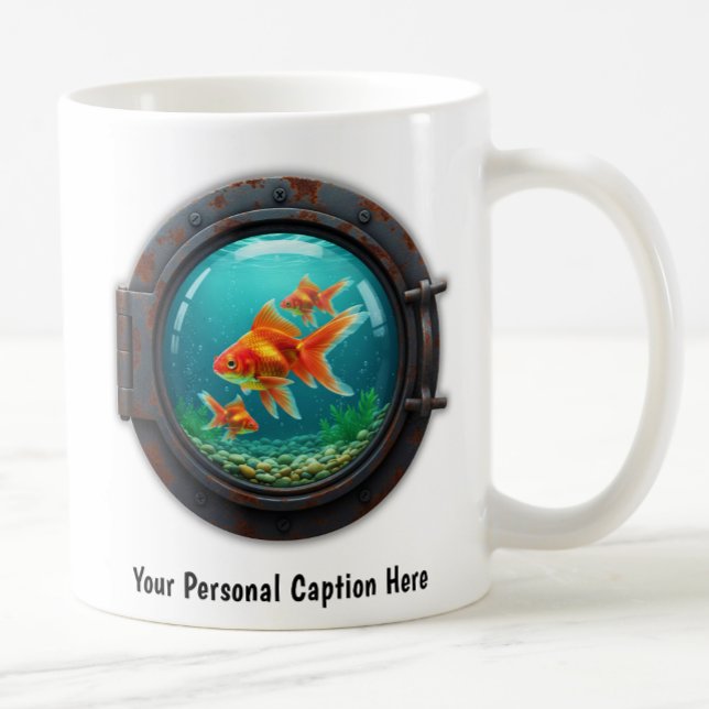 Whimsical Goldfish Inside a Porthole  Coffee Mug (Creator Uploaded)