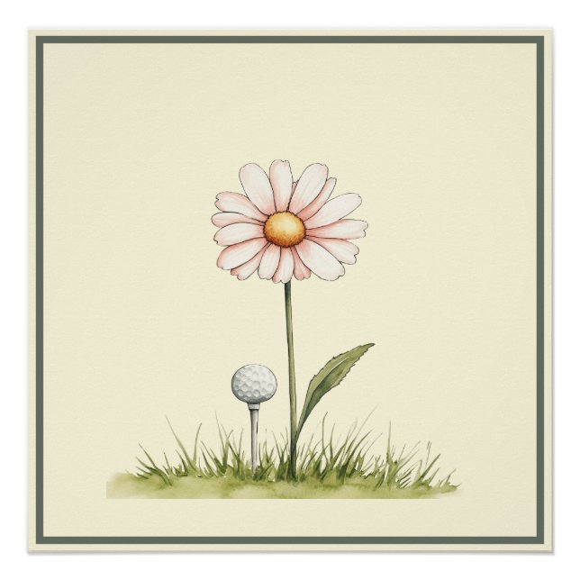 Whimsical Golf Art for Kids Room or Nursery Poster (Front)
