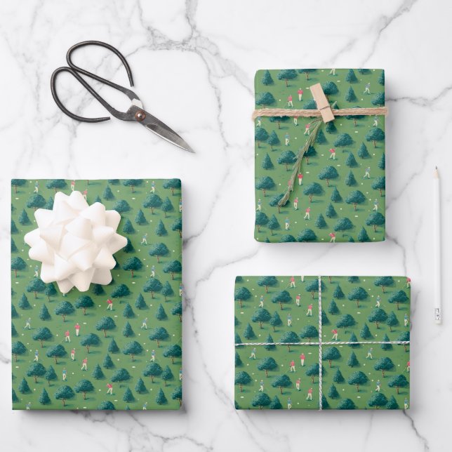 Whimsical Golf Wrapping Paper Sheet (Front)