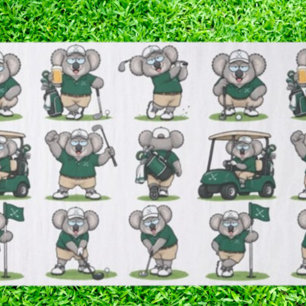 whimsical golfer koalas tissue paper
