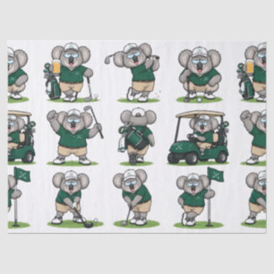 whimsical golfer koalas tissue paper