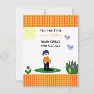 Whimsical Golfing Birthday Party Invitation