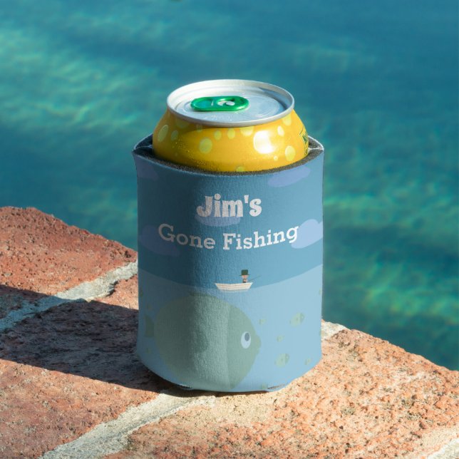 Whimsical Gone Fishing | Dad's Name  Can Cooler (In Situ Pool)