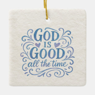 Whimsical Good is Good Typography Ceramic Ornament