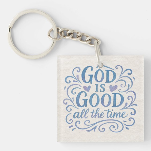 Whimsical Good is Good Typography Key Ring (Front)