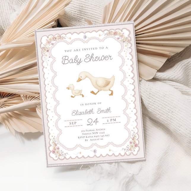 Whimsical Goose Boho Gender Neutral Baby Shower Invitation (Creator Uploaded)