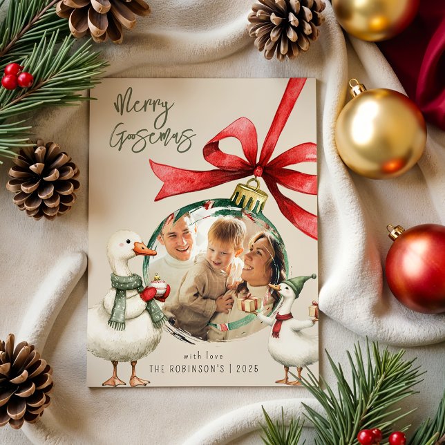 Whimsical Goose Christmas Holiday Card (Creator Uploaded)