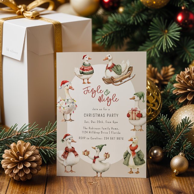 Whimsical Goose Christmas Party Invitation (Creator Uploaded)