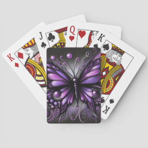 Whimsical Gothic Butterfly Purple Black Colourful Playing Cards