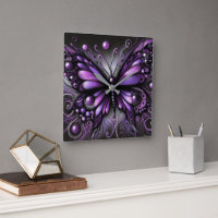 Whimsical Gothic Butterfly Purple Black Colourful