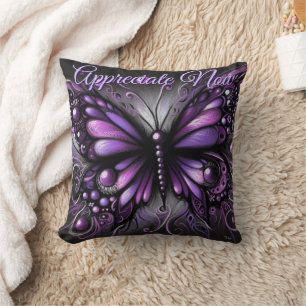 Whimsical Gothic Butterfly Purple Personalised Cushion