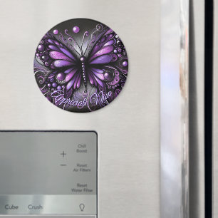 Whimsical Gothic Butterfly Purple Personalised Magnet