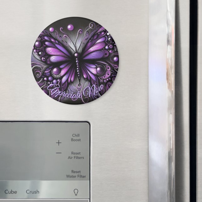 Whimsical Gothic Butterfly Purple Personalised Magnet (In Situ (Fridge))