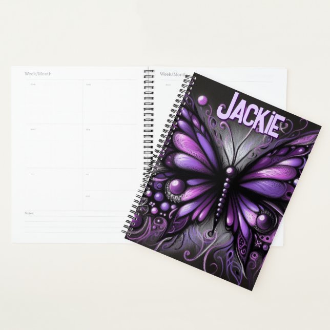 Whimsical Gothic Butterfly Purple Personalised Planner (Display)