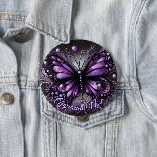Whimsical Gothic Butterfly Purple Personalized 10 Cm Round Badge