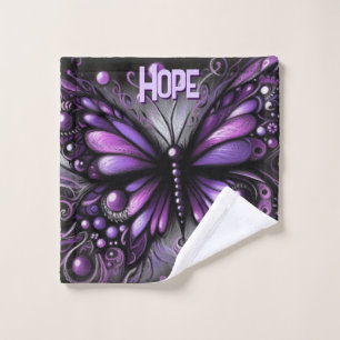Whimsical Gothic Butterfly Purple Personalized Wash Cloth