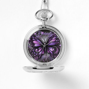 Whimsical Gothic Butterfly Purple Personalized Watch