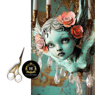 Whimsical Gothic Gargoyle Fairy Floral Decoupage  Tissue Paper