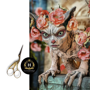 Whimsical Gothic Gargoyle Floral Crown Decoupage Tissue Paper