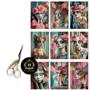 Whimsical Gothic Paris Gargoyle Decoupage  Tissue Paper