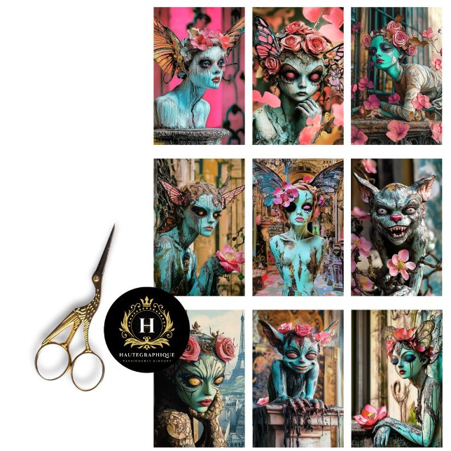 Whimsical Gothic Paris Gargoyle Decoupage  Tissue Paper (Creator Uploaded)