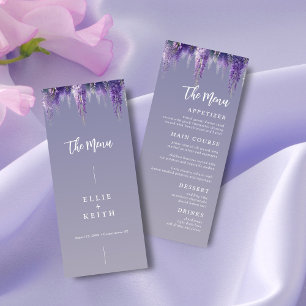 Whimsical Gradient Purple Floral Modern Wedding Menu