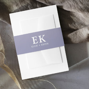 Whimsical Gradient Purple Floral Monogram Wedding Invitation Belly Band