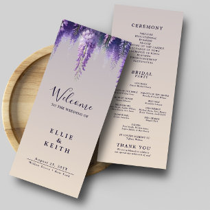 Whimsical Gradient Purple Floral Wedding Programme
