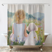 Whimsical Grand Millennial Girl and Dog Art