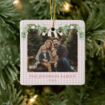 Whimsical Grandmillenial Pink Bow Family Photo Ceramic Ornament<br><div class="desc">🎀💗 Whimsical Grandmillennial Pink Bow Family Photo Ceramic Ornament Celebrate the season in sweet Grandmillennial style with our Whimsical Pink Bow Family Photo Ornament! Designed with a soft blush pink plaid background, scalloped edges, and an elegant satin bow accent, this charming ceramic ornament adds a touch of vintage elegance and...</div>