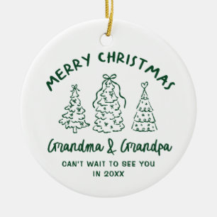 Whimsical Grandparents Pregnancy Announcement Ceramic Tree Decoration