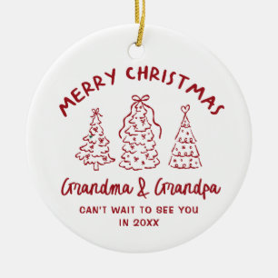 Whimsical Grandparents Pregnancy Announcement Ceramic Tree Decoration