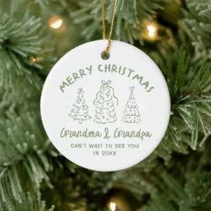 Whimsical Grandparents Pregnancy Announcement Ceramic Tree Decoration