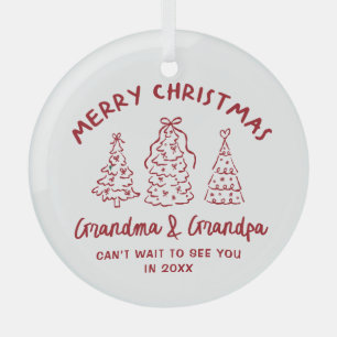 Whimsical Grandparents Pregnancy Announcement Glass Tree Decoration