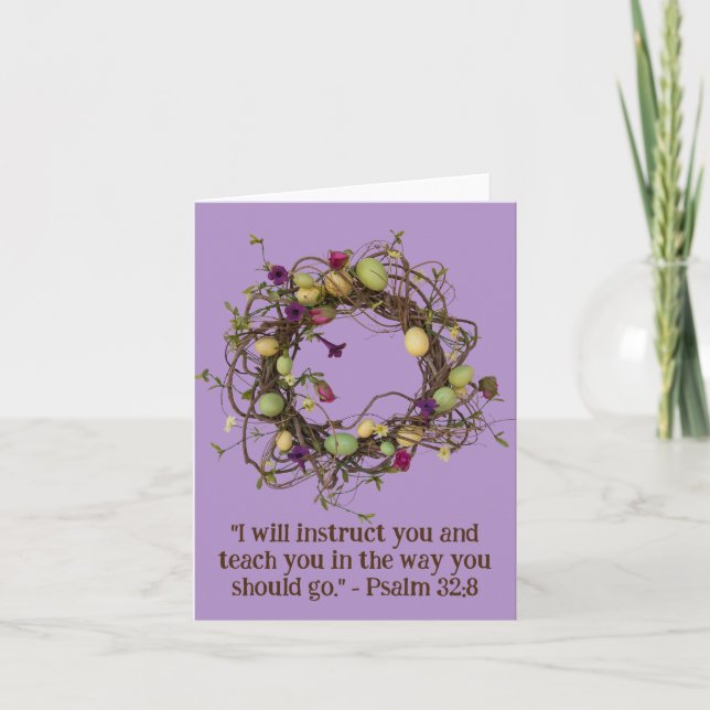 Whimsical Grapevine Floral Wreath Religious Blank Card (Front)