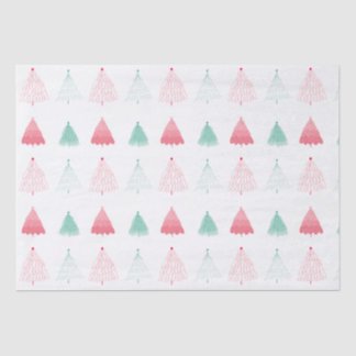 Whimsical Green and Pink Trees Christmas Tissue Paper