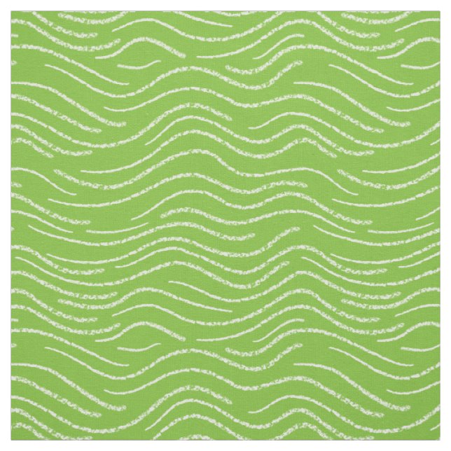 Whimsical Green and White Wavy Striped Scribbles Fabric (Swatch)